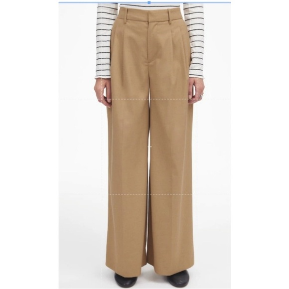 NWT Madewell Harlow Superwide-Leg Trouser Pants Tan Camel Pleated 12 - Picture 4 of 13